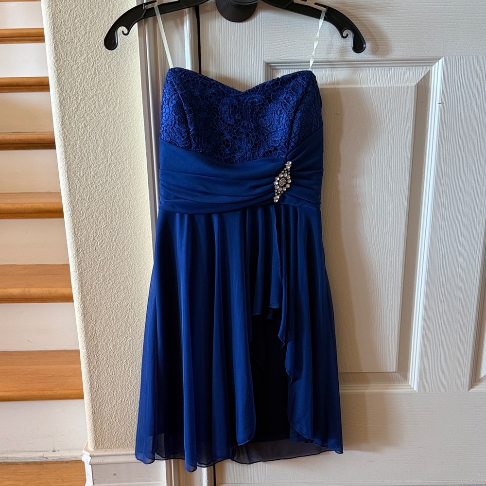 Girls Elegant Blue Lace Dress